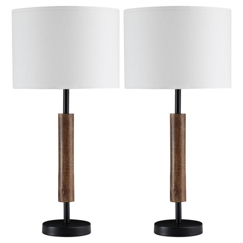 Steelside™ Maeve 27.75" Black/Brown Table Lamp Set & Reviews Wayfair